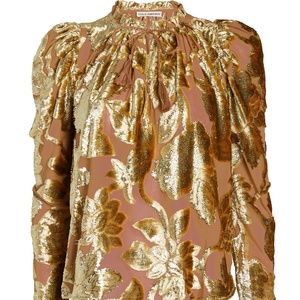 NWT Ulla Johnson Camilla Velvet Metallic Blouse